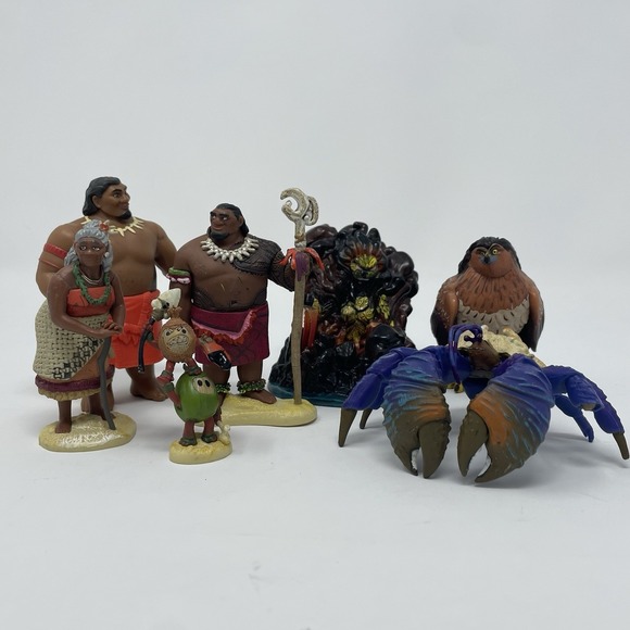 Disney Other - Moana Disney Maui Hawk Tamatoa Lava Toy Cake Toppers Action Figures 4"‎ Lot of 7